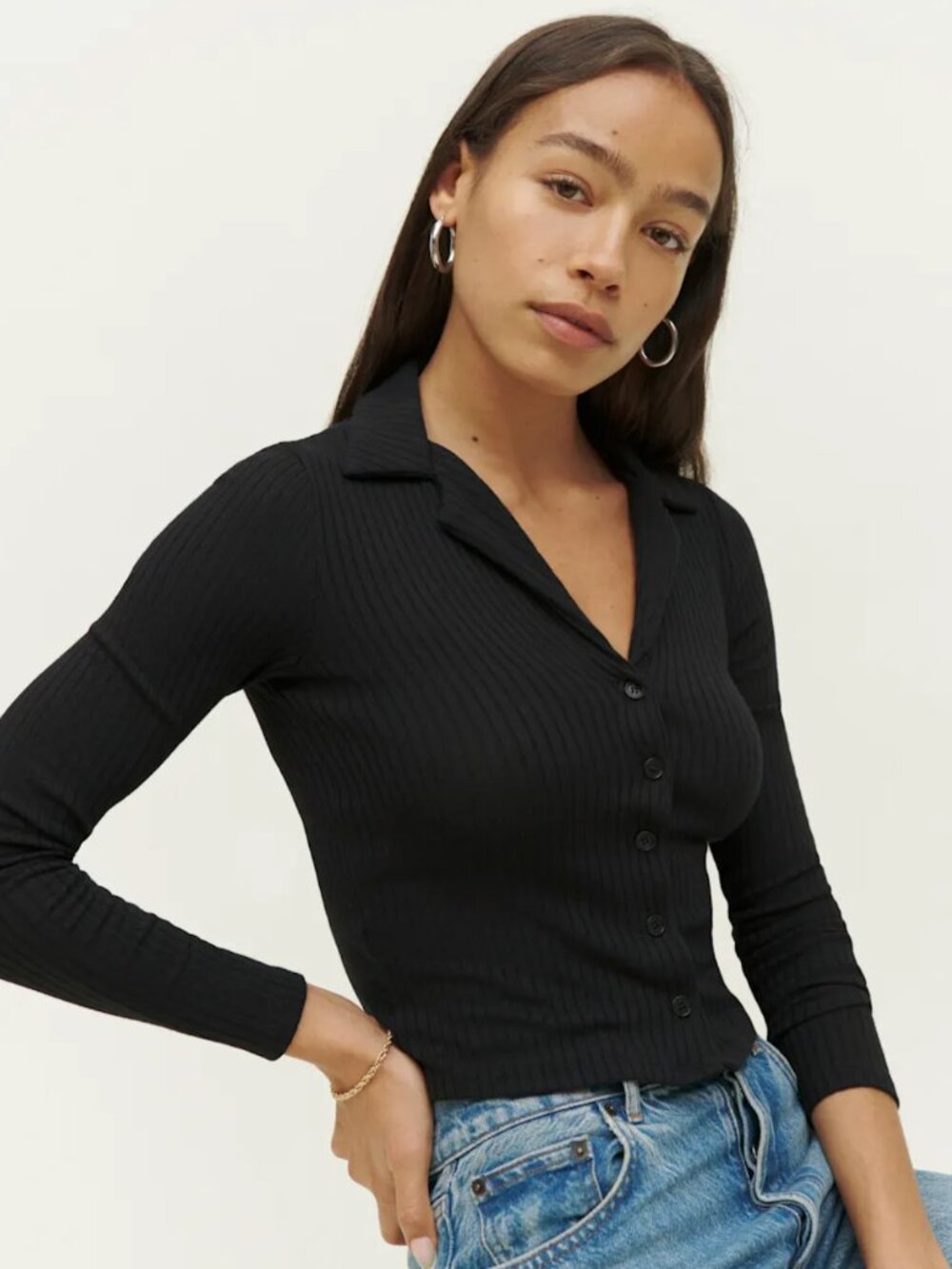 Reformation Irina Knit Top XS Black
